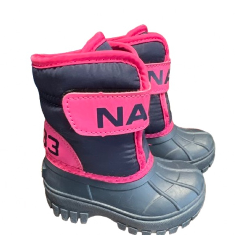 Nautica NS-83 Albermarle All Weather Snow Rain Boots Navy Blue Pink Girls.